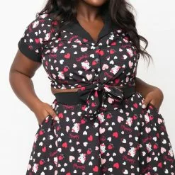 Hello Kitty X Unique Vintage Plus Size Crop Top Characters