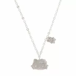 Global License Hello Kitty Silver Embossed Charm Necklace