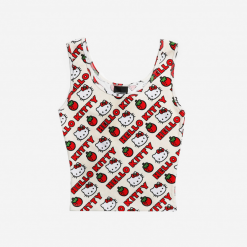 BIOWORLD Hello Kitty X Dumbgood Strawberry Crop Tank
