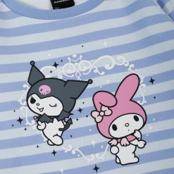 BIOWORLD Kuromi & My Melody X Dumbgood Striped Crop Longsleeve