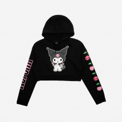 BIOWORLD Kuromi X Dumbgood Cherries Crop Hoodie
